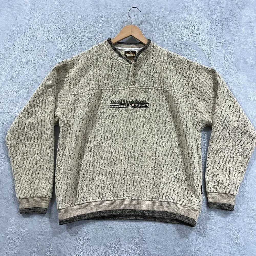 VTG 90s Sweater‎ Mens La Oatmeal Alaska Knit Style USA Made Western Y2K